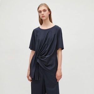 COS Asymmetrical Draped Blouse, Black
